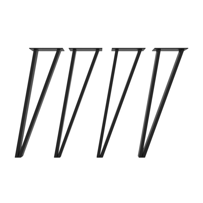 Kit 4 gambe per tavolo a V in ferro grezzo, look artigianale autentico