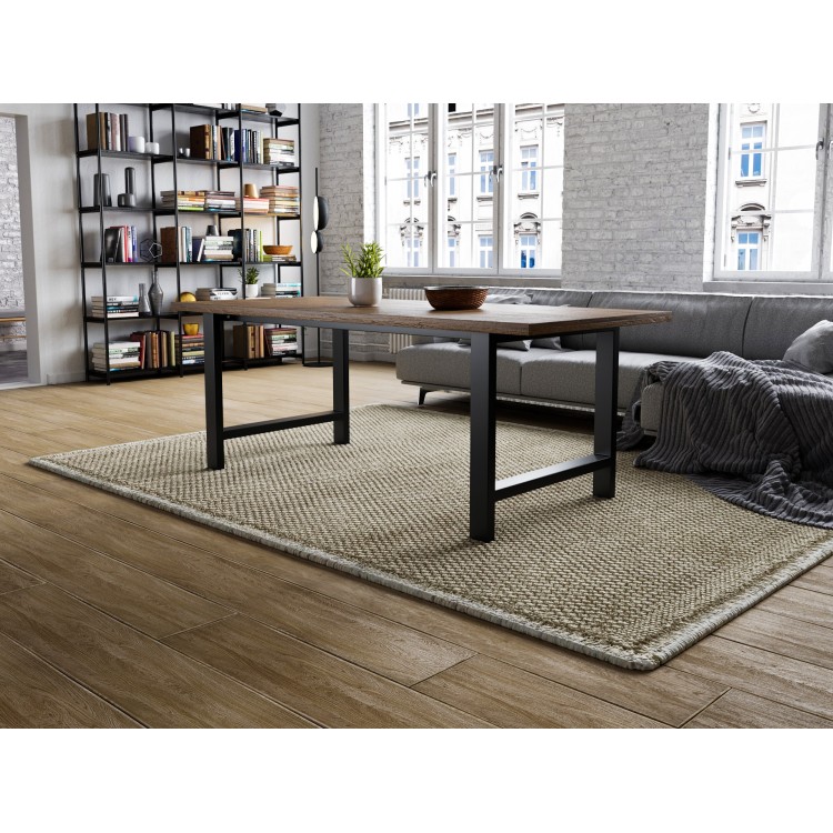 Gambe per tavolo a forma di H con 2 barre in metallo, stile industriale