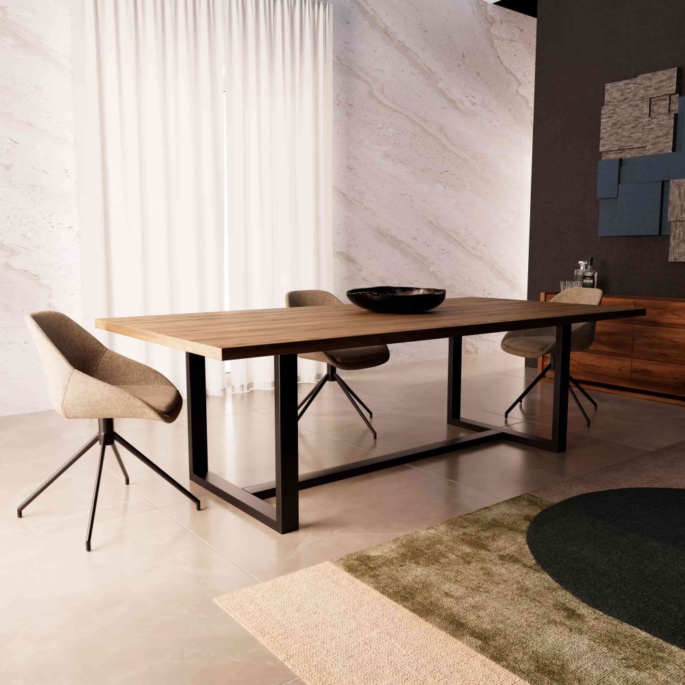 Gambe per tavolo in ferro con tripla barra centrale ideali per piani in marmo , hpl e grès