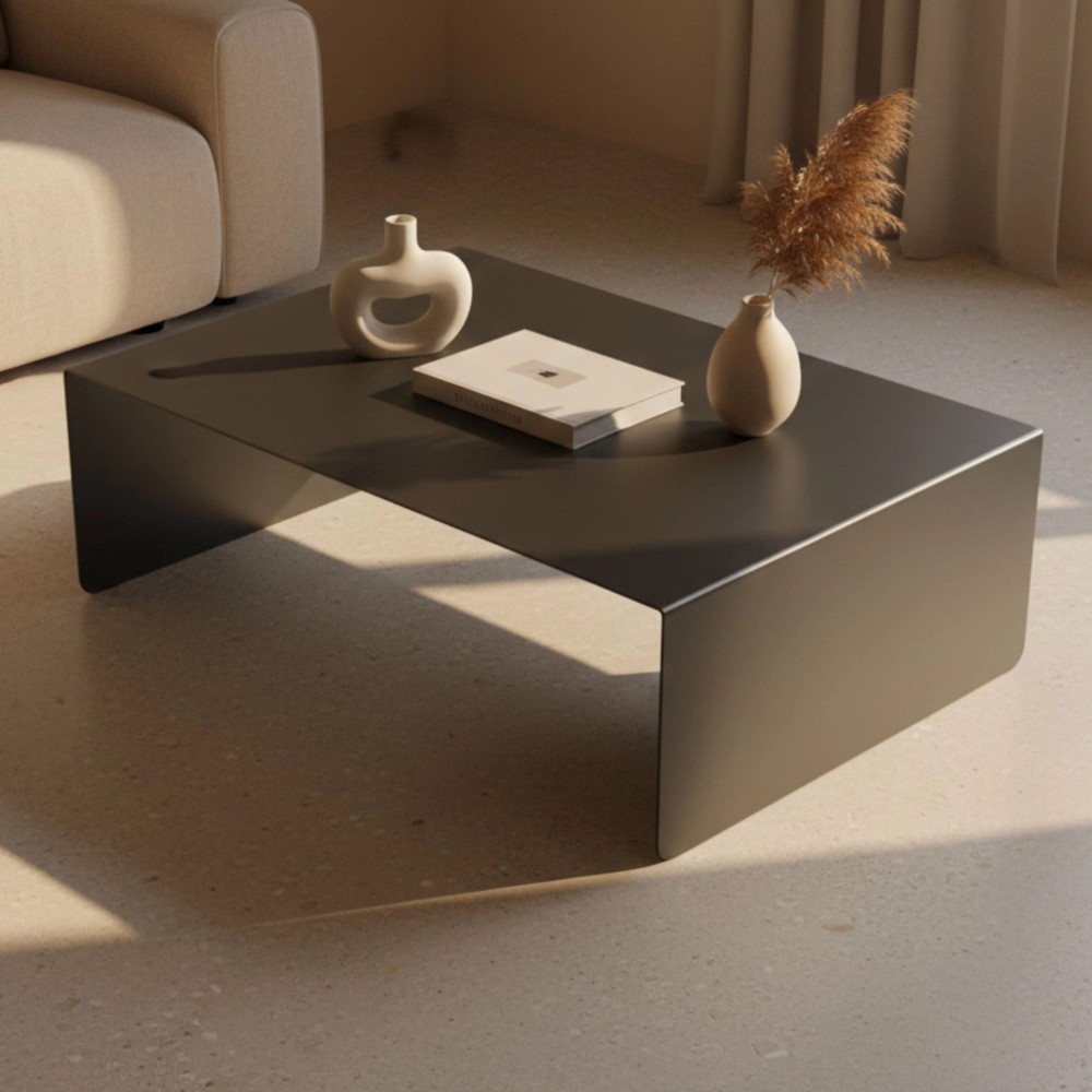Tavolino Basso Salotto in Acciaio  | Coffee Table Industriale Moderno e Stabile | Monolite