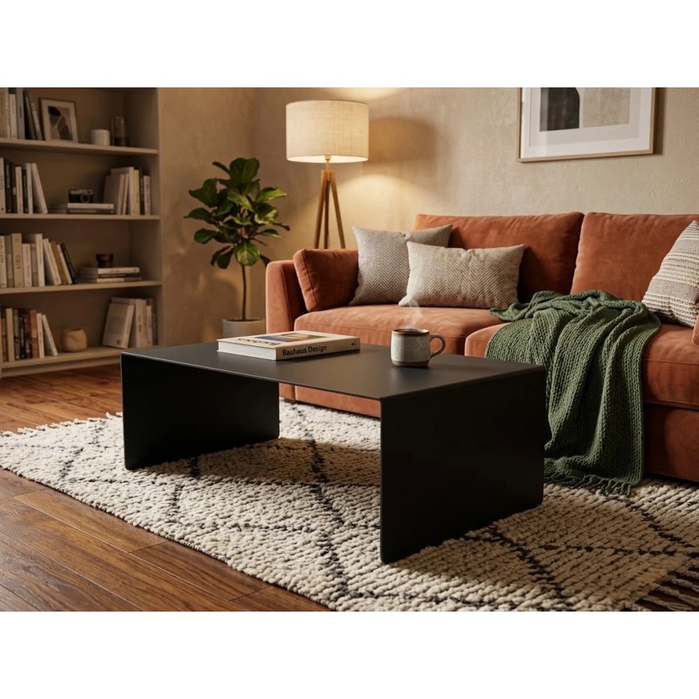 Niedriger Couchtisch aus 4 mm Stahl – Industrieller Wohnzimmertisch | Monolite