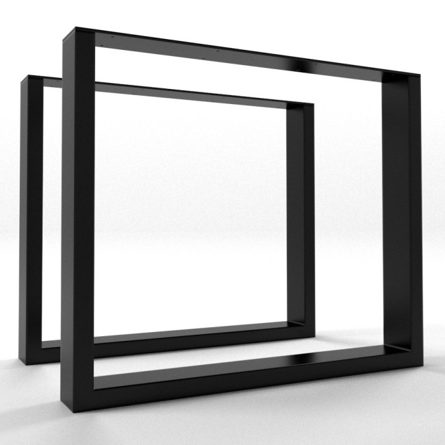 Table legs in matte black iron, industrial style, custom made.