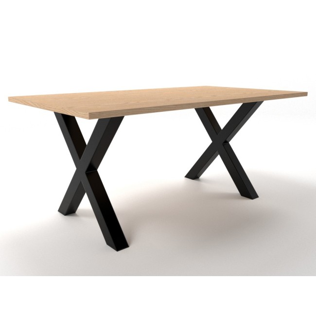 Pieds de table en X en acier brut, style industriel chic, usage bureau