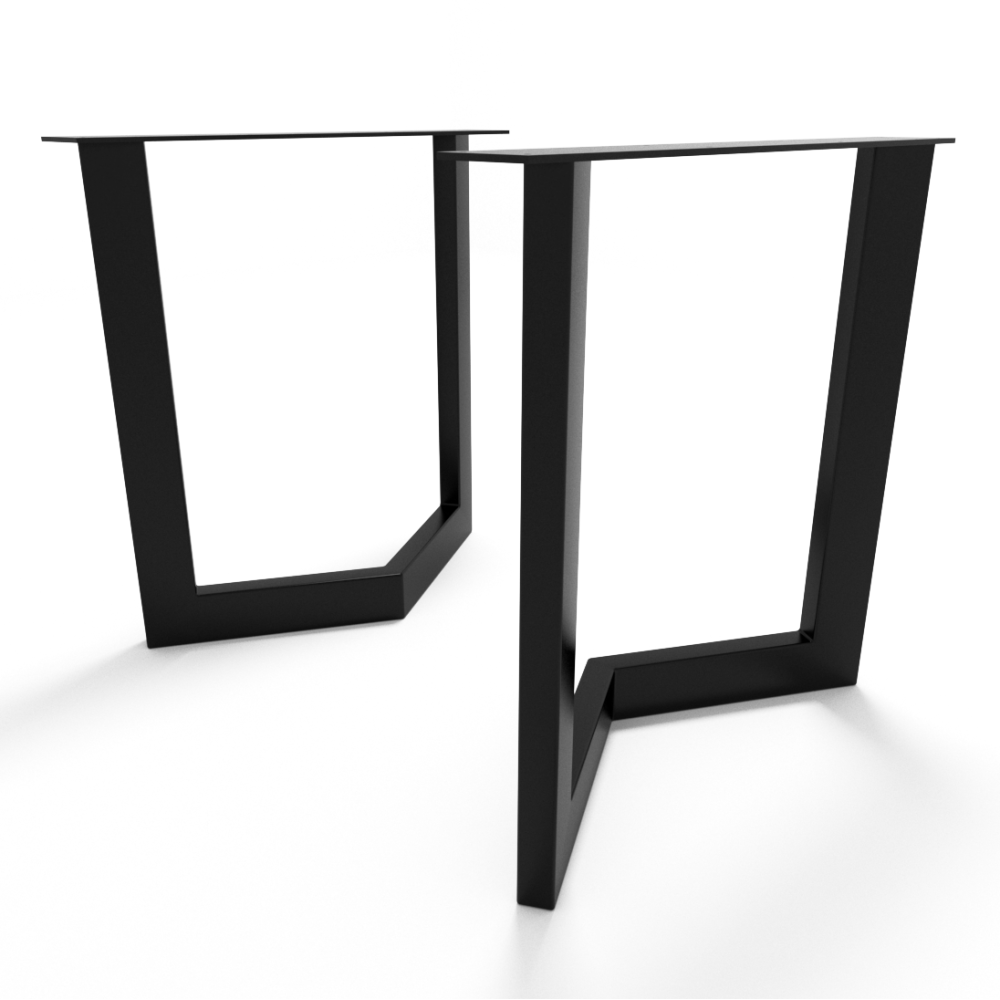 Base a V per tavolo in metallo nero opaco, comfort e solidità in un unico pezzo