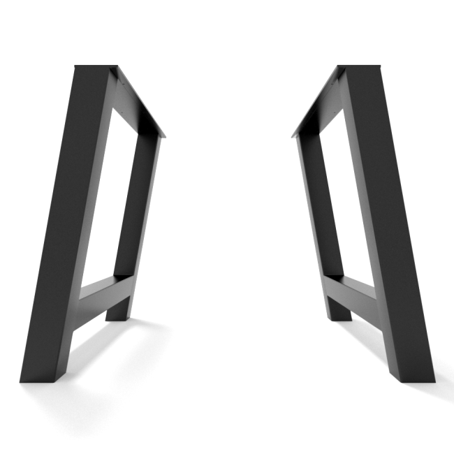 H-förmige Tischbeine aus schwarzem Metall, solider, markanter Industriestil