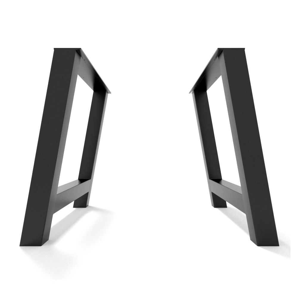 H-shaped black metal table legs, solid and bold industrial style