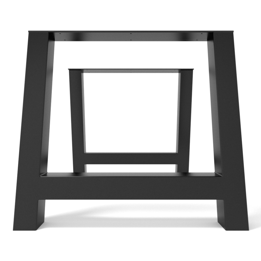 Pieds de table en H en métal noir, style industriel solide et affirmé