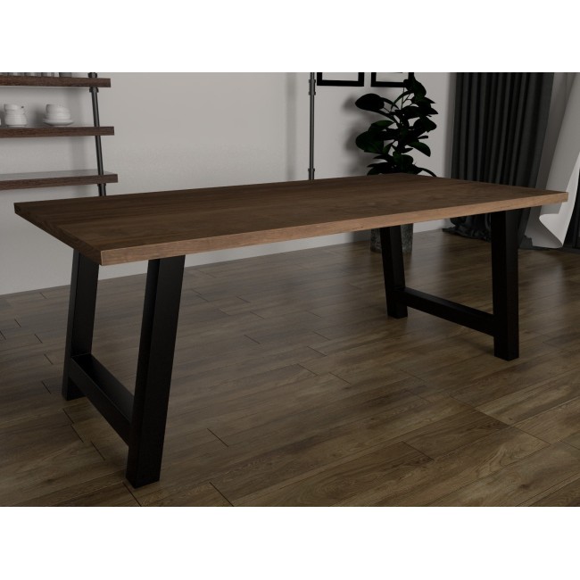 H-shaped brushed metal table legs, handcrafted elegance