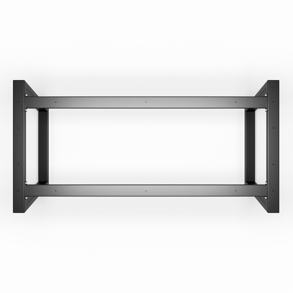 Pieds de table trapèze en métal avec double barre centrale, style industriel