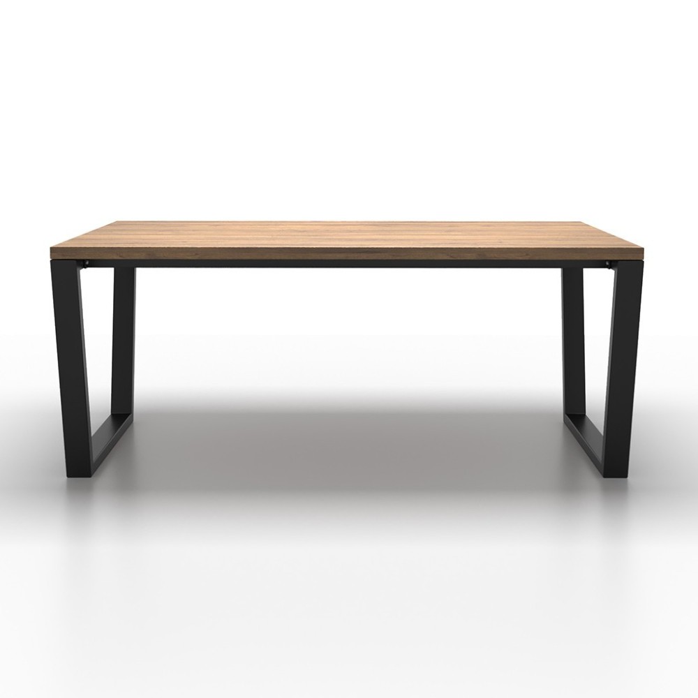 Pieds de table trapèze en métal avec double barre centrale, style industriel