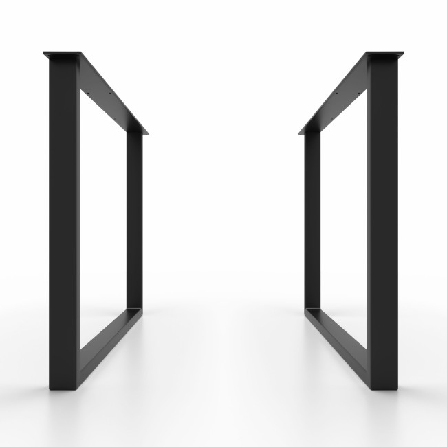 Slim gray metal table legs, industrial chic look, perfect for lofts or open spaces.