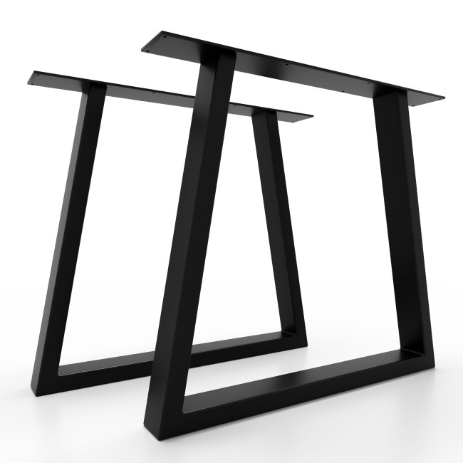Steel trapezoid table legs, perfect for modern urban settings.