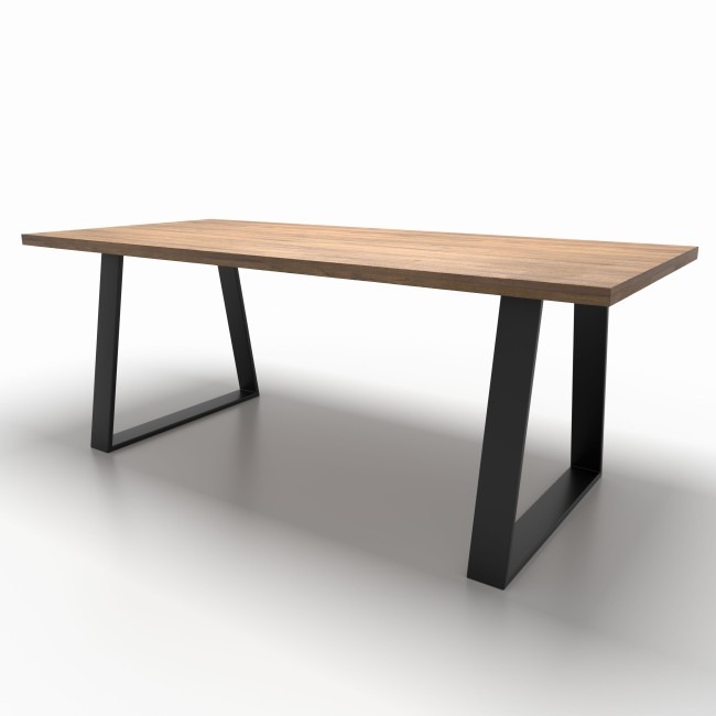 Slim steel trapezoid table legs, perfect for modern spaces.