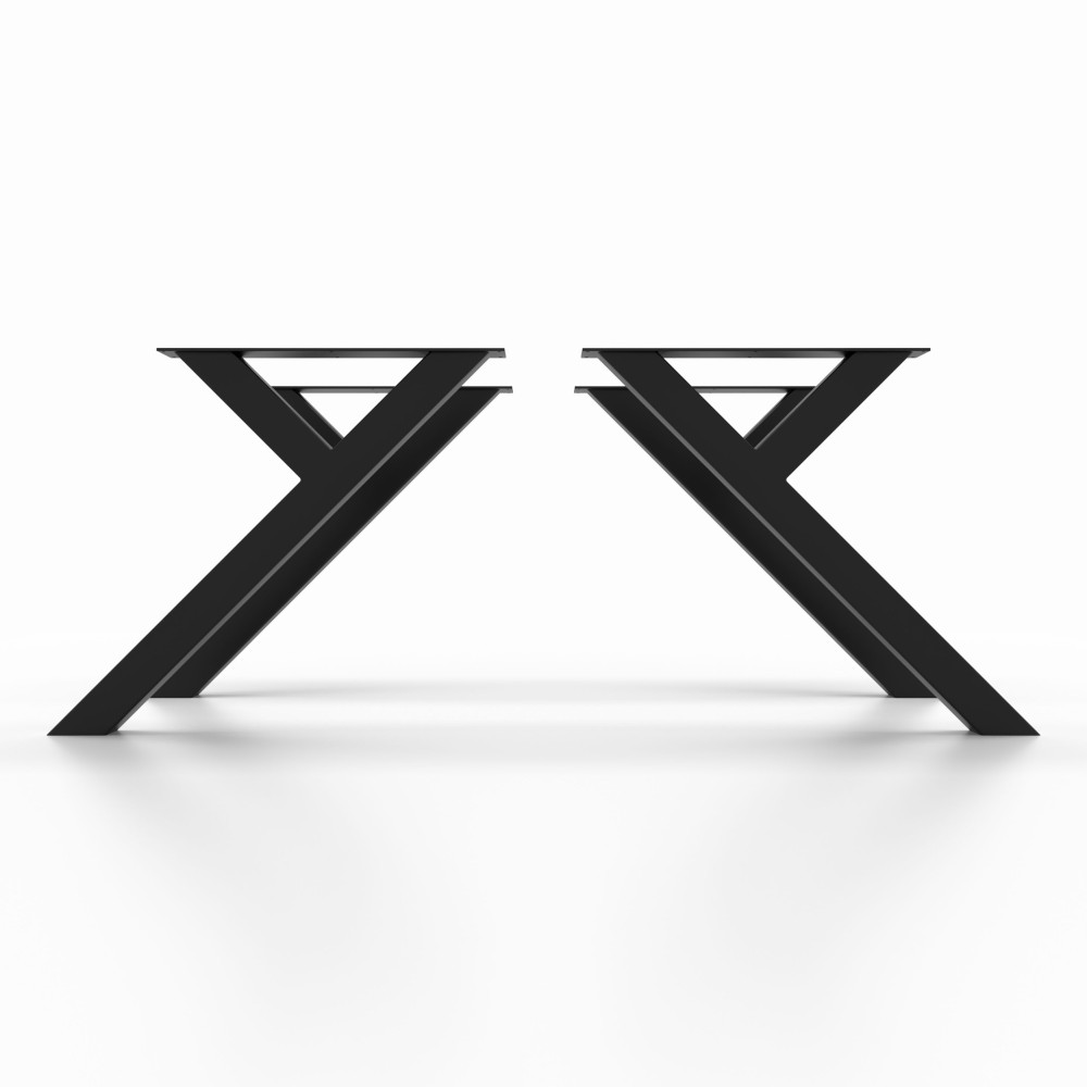 Raw Y-shaped iron table legs, artisanal design and unique character