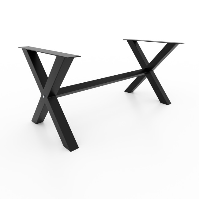 X-shaped iron table legs with bar, industrial style and guaranteed strength